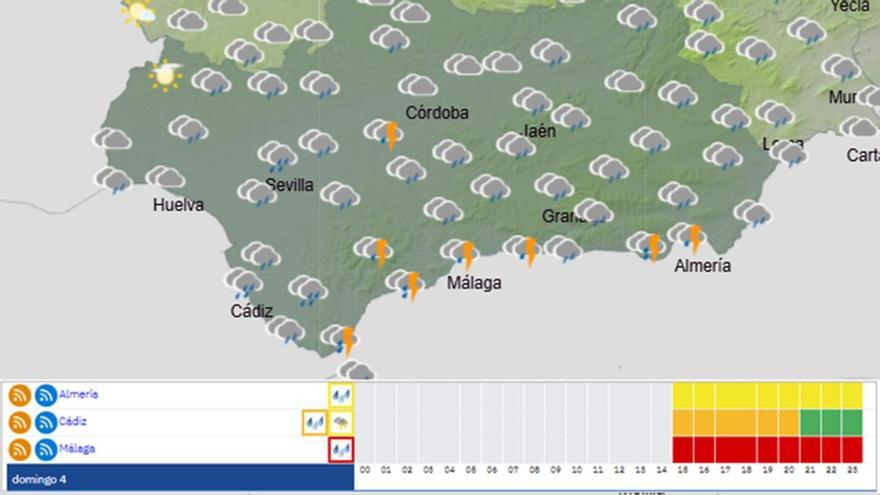 La Aemet activa el aviso rojo por lluvias torrenciales en una provincia de Andalucía