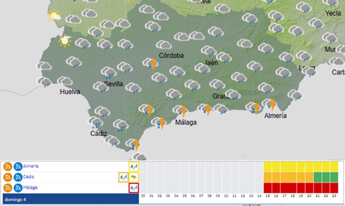Mapa de la Aemet para este domingo en Andalucía