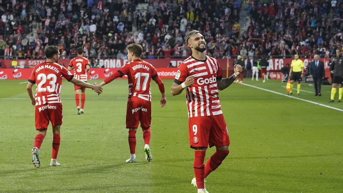 Castellanos celebra un dels seus gols al Madrid la temporada passada