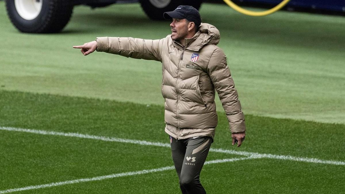 Simeone, durante un entrenamiento con el Atlético