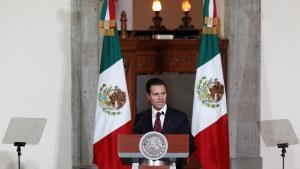 El president de Mèxic, Enrique Peña Nieto, durant el seu discurs davant el cos diplomàtic.