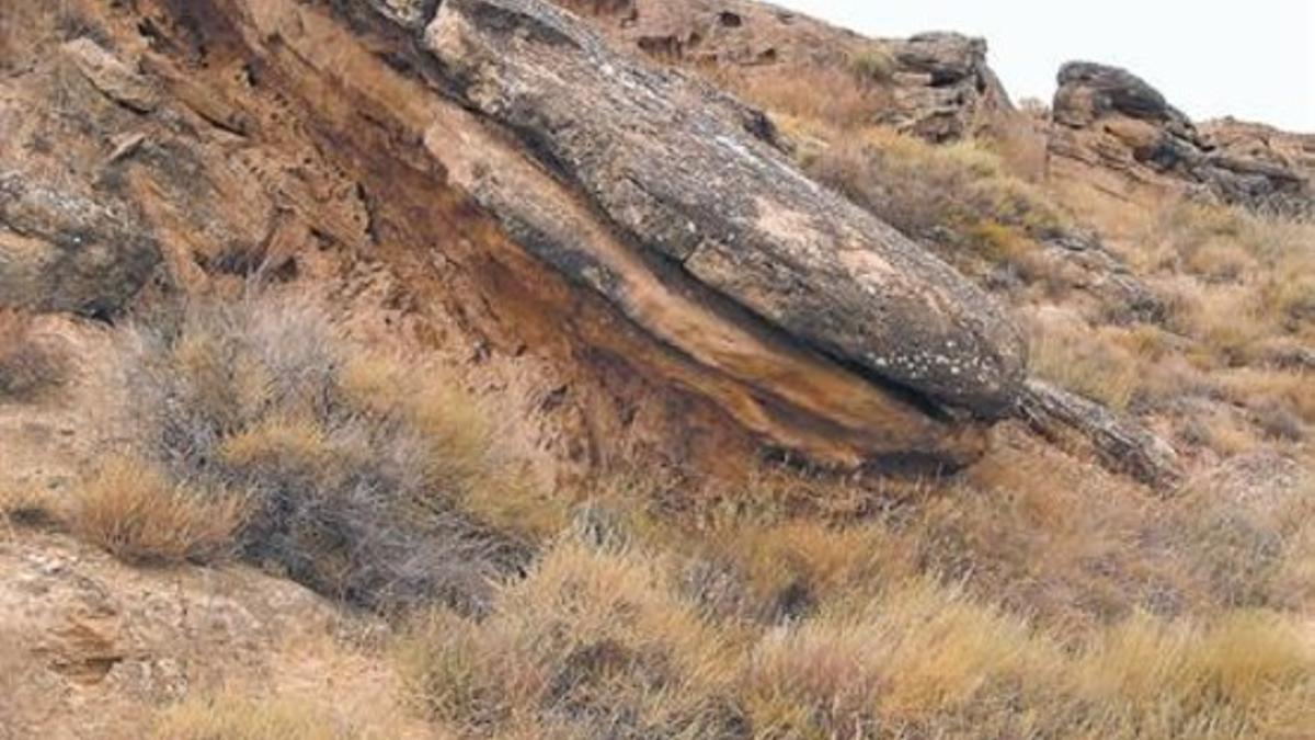 El mismo lugar, en la Serrabrisa de Aitona, 75 años después.