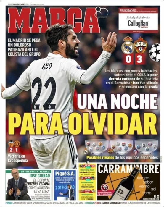 Portada MARCA jueves 13 de ciciembre 2018