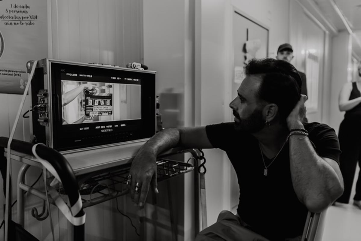 Sergio Checa, en el rodaje de "Dafne y Pol"