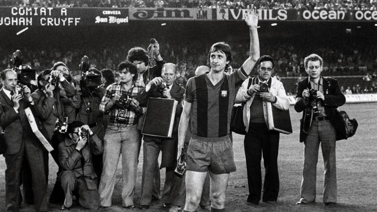 Johan Cruyff, durante su partido de despedida del Barça contra el Ajax en el Camp Nou.