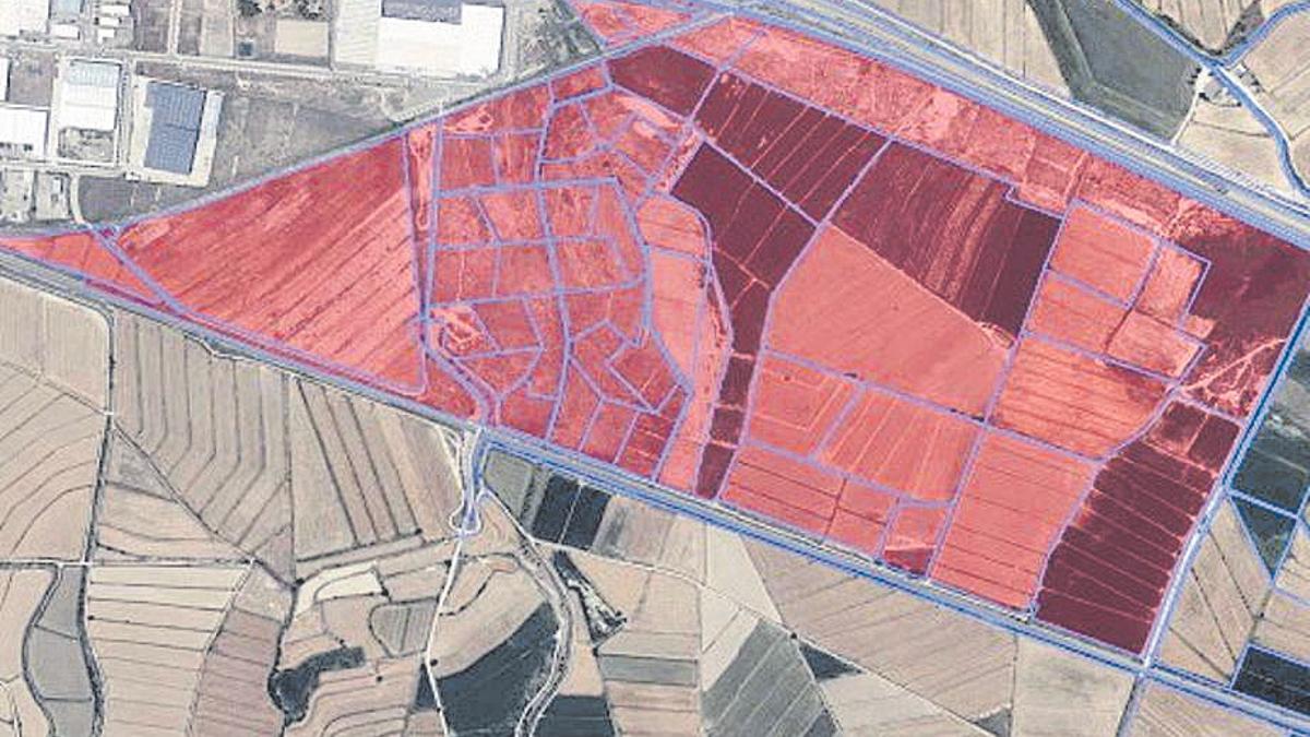 Dimensión sobre plano de la futura plataforma logístico-industrial de Zuera.