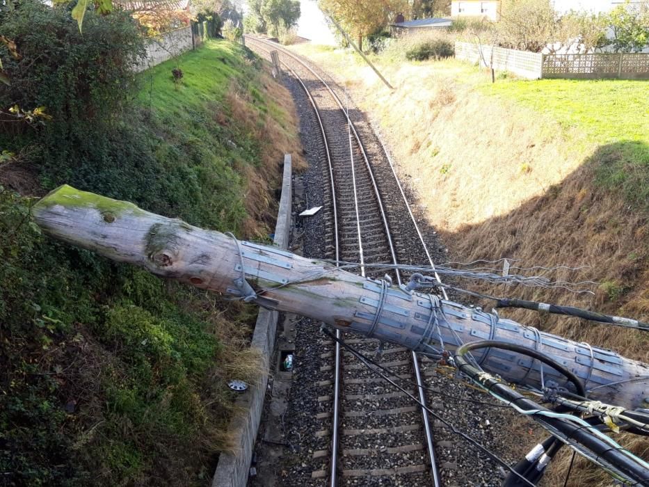 Un camión derriba tendido eléctrico en Miño