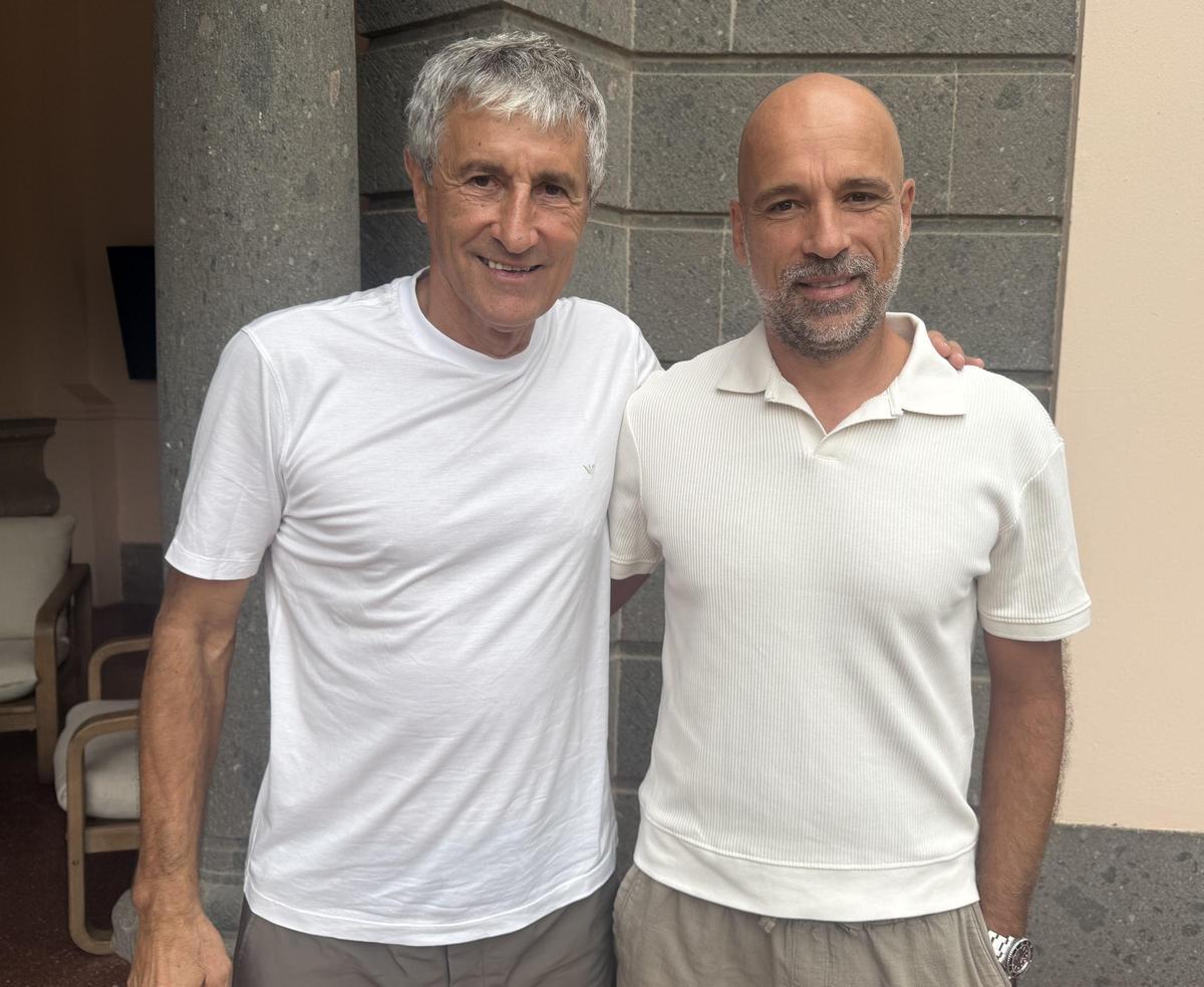 Setién y Rafa Cristóbal, ayer, en el Hotel Santa Catalina.