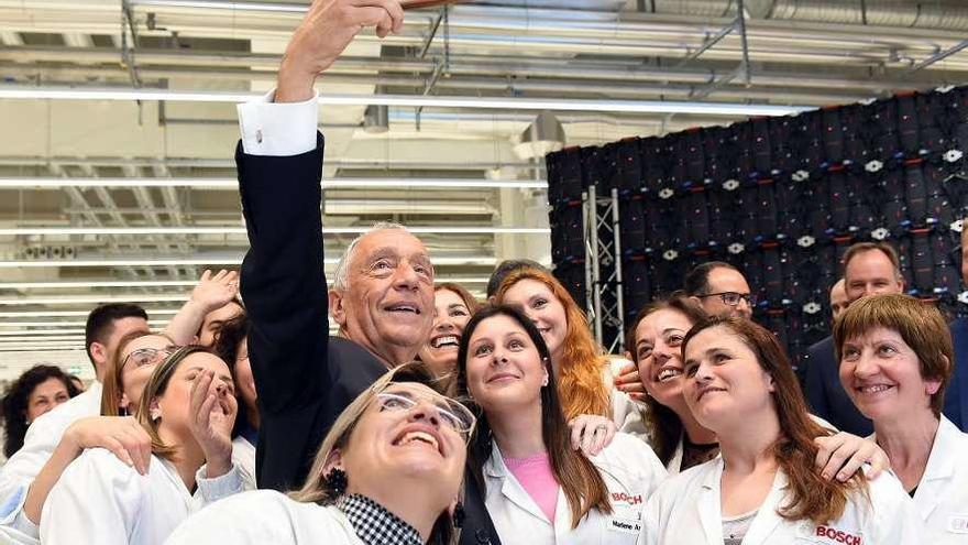 El presidente luso, Marcelo Rebelo de Sousa, en la inauguración en marzo de las instalaciones de Bosch Car en Braga. // Presidencia.pt