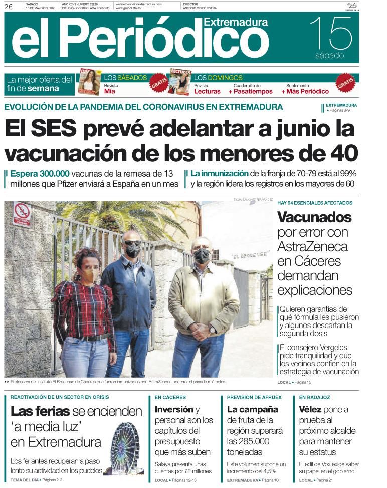 Consulta la portada correspondiente al día 15 de mayo del 2021