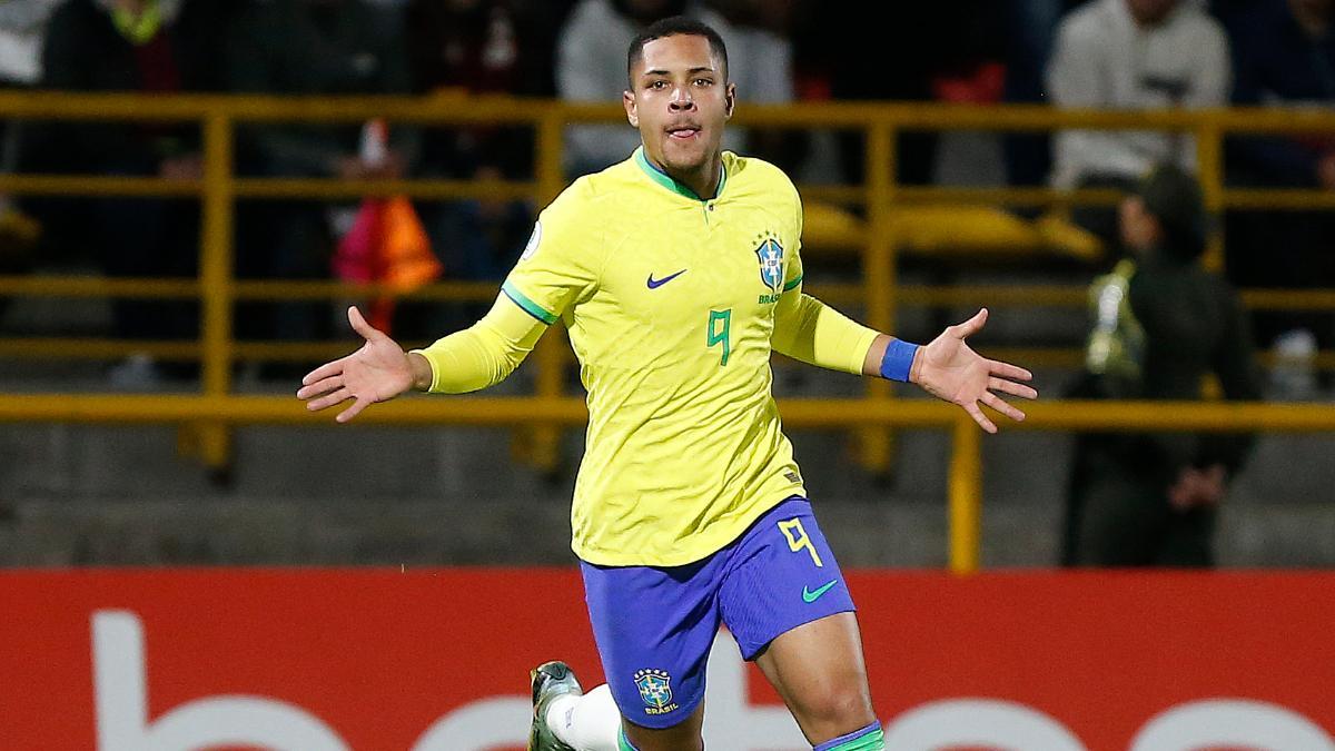 El doblete de Vitor Roque con Brasil sub20