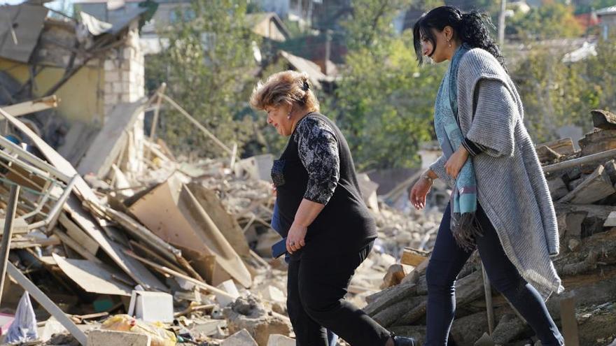 Destrucción en Nagorno-Karabaj.