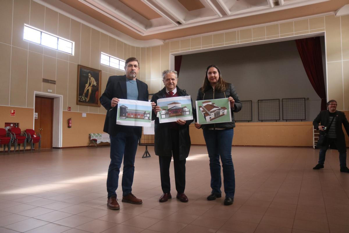 María Luisa Gómez, Salvador Fuentes y José Luis Chofles muestran el proyecto de reforma del cine Osio.