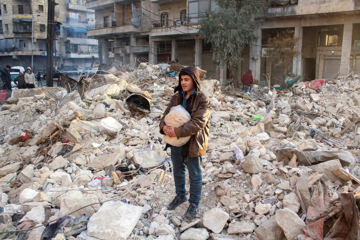 Aftermath of an earthquake in Aleppo