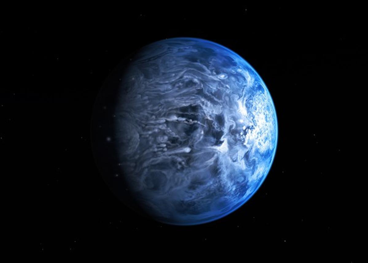 Imatge de l’exoplaneta HD 189733b, d’un intens color blau. Imatge de l’exoplaneta HD 189733b, d’un intens color blau.