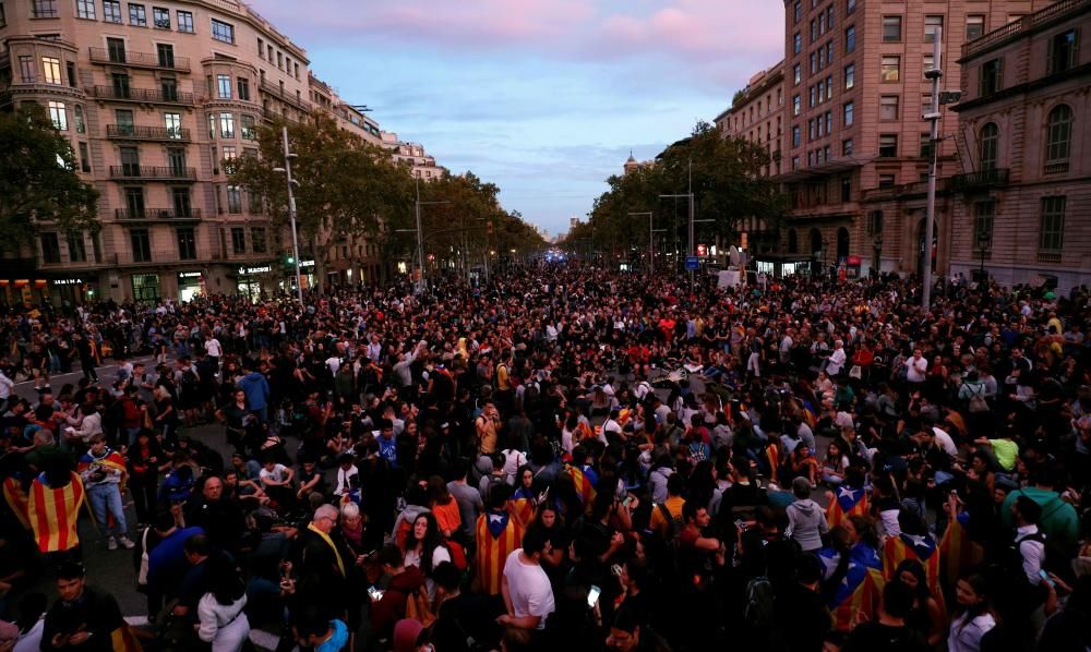 Manifestación independentista en el Paseo de Gracia de Barcelona