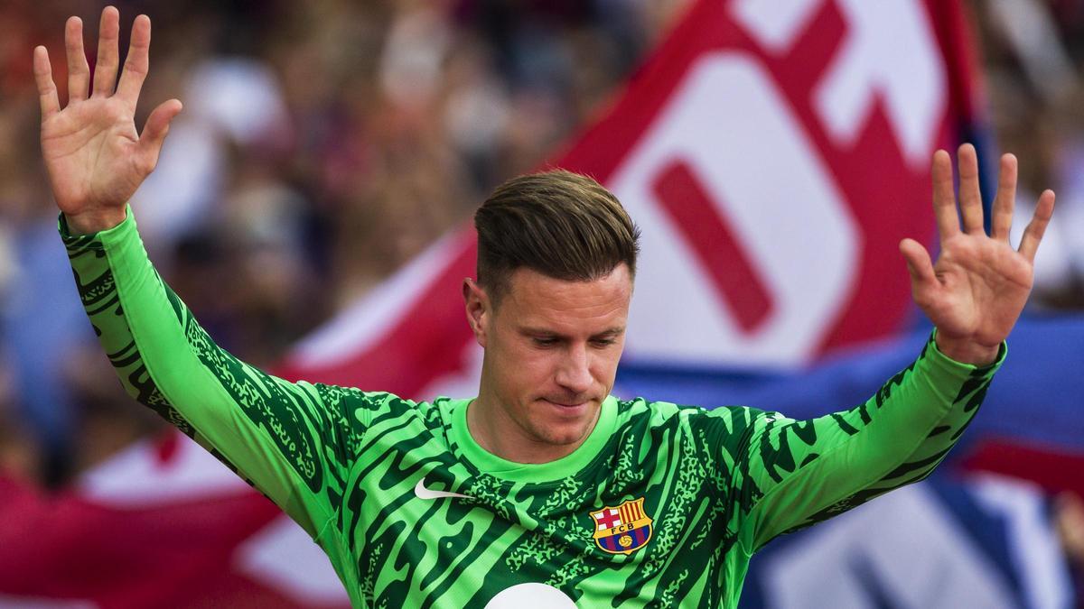 Ter Stegen, durante la presentación del equipo.