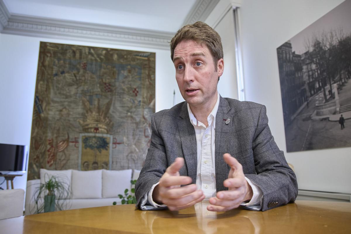 Jordi Masquef, alcalde de Figueres, durante la entrevista con EL PERIÓDICO