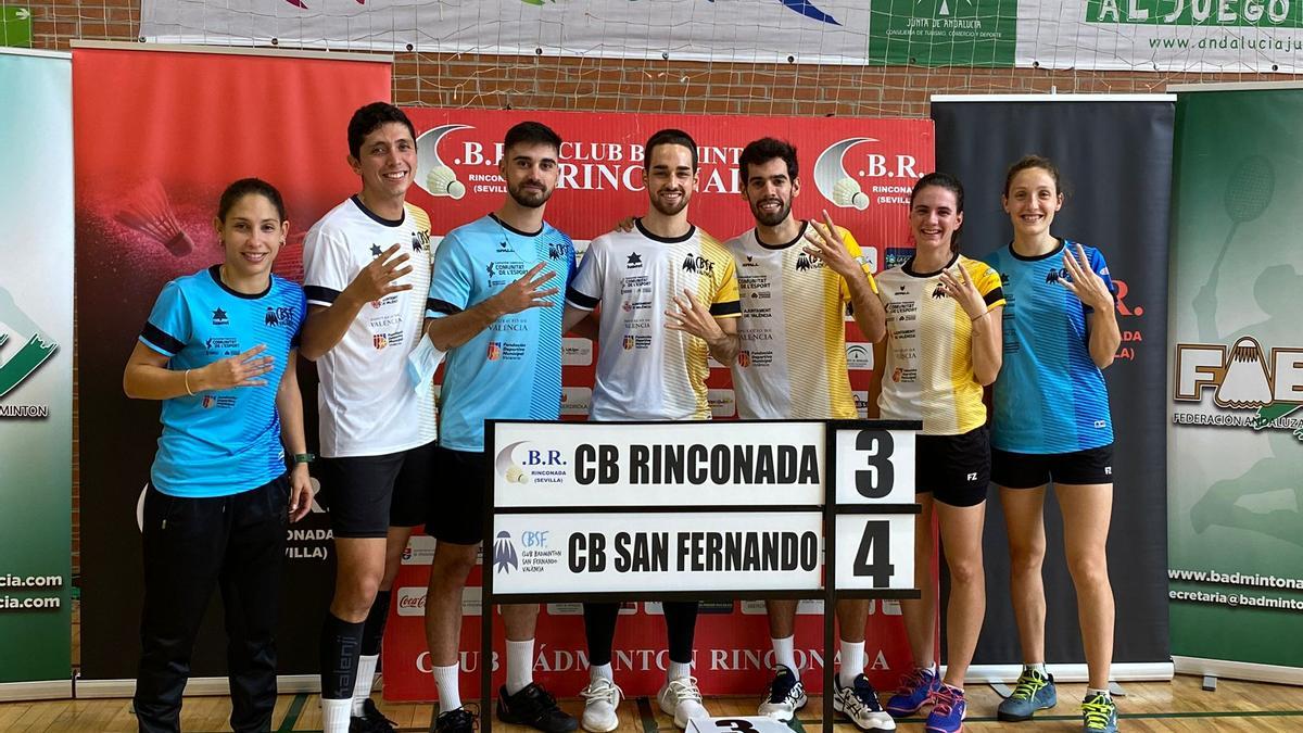 El Club Bádminton San Fernando Valencia se enfrentó a domicilio al CB Rinconada-Sevilla, cosechando la cuarta victoria de la temporada por 3-4.