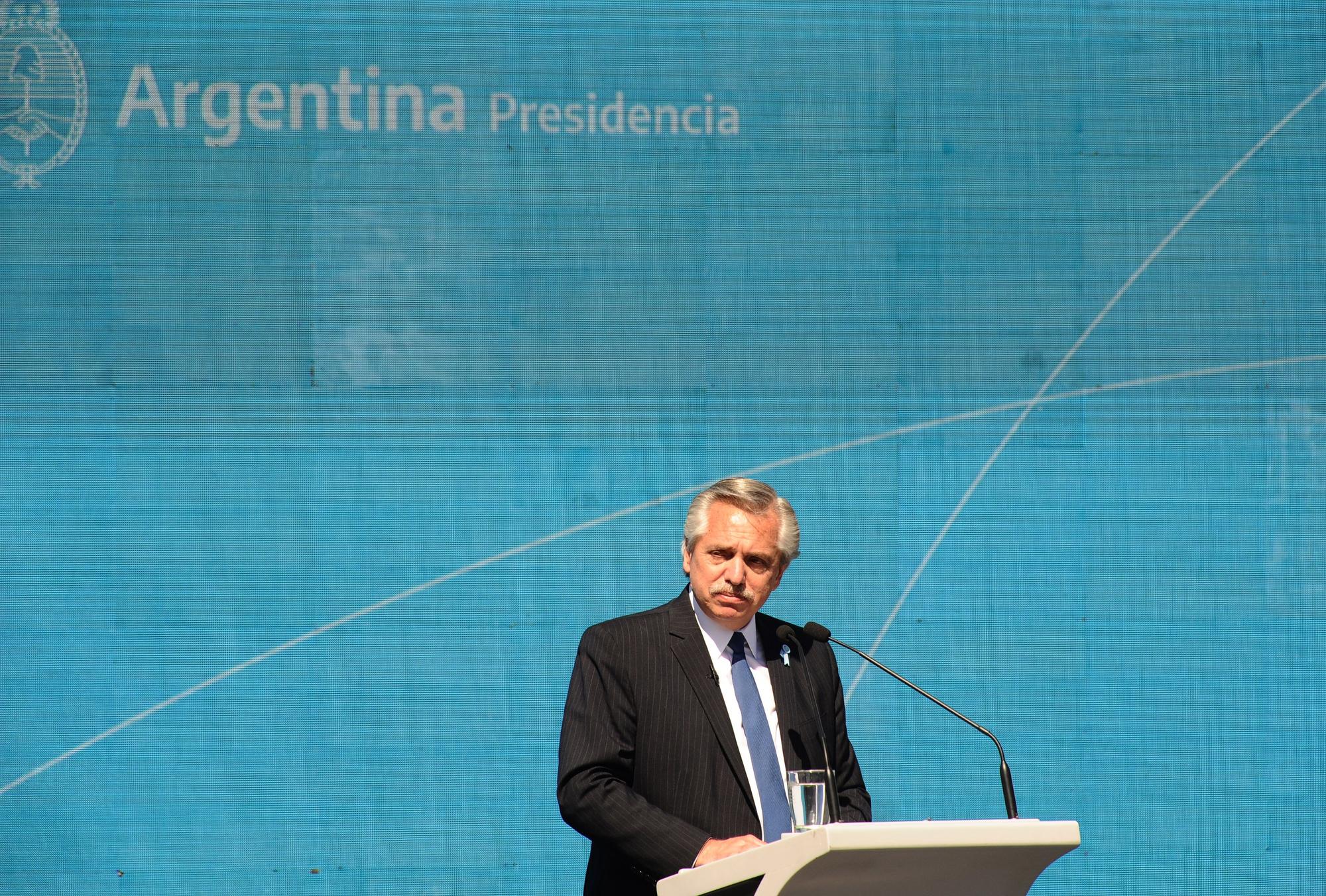 El presidente de Argentina, Alberto Fernández, durante el acto celebrado hoy.