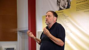 El líder de ERC, Oriol Junqueras, durante una conferencia en la Universitat Catalana dEstiu, este viernes