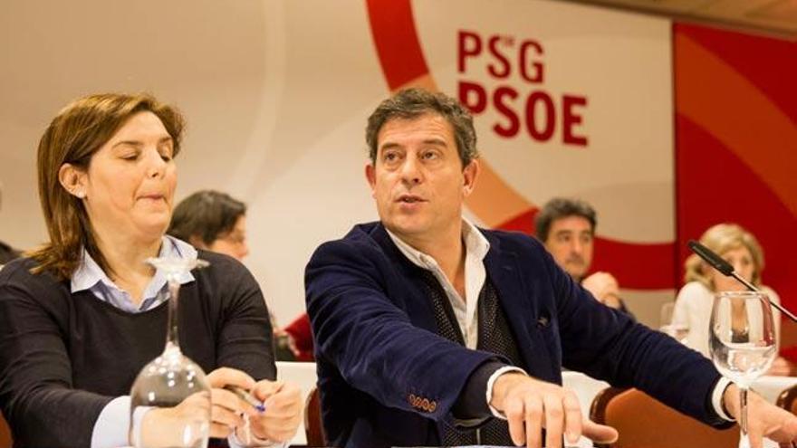 José Ramón Gómez Besteiro, esta mañana, en el comité de los socialistas gallegos. // Óscar Corral