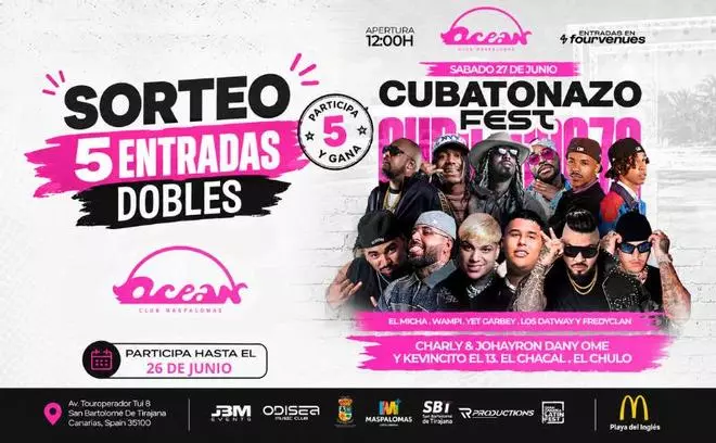 LA PROVINCIA sortea 5 entradas dobles para vivir el Cubatonazo Fest por todo lo alto en Maspalomas