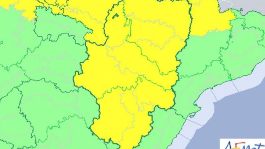 Activada la alerta amarilla para mañana en todo Aragón por tormentas