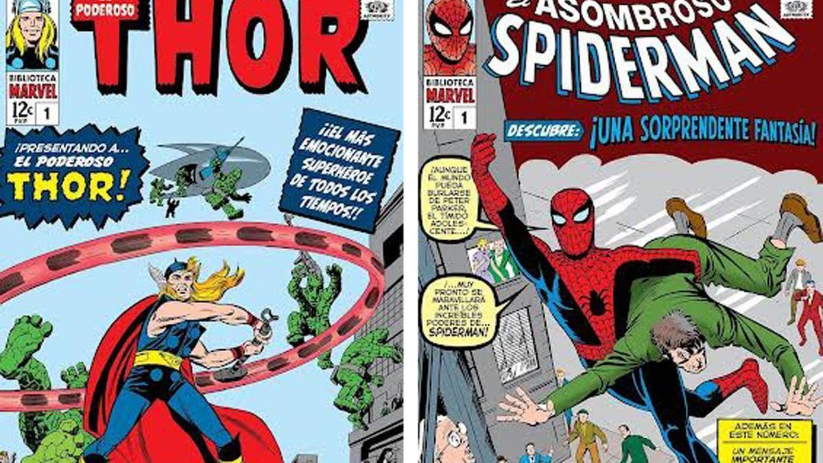 Portadas de dos de los cómics incluidos en la biblioteca Marvel.