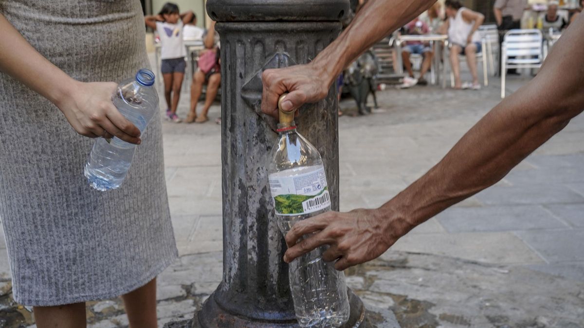 Refrescar-se amb aigua de la font, un recurs emb calorades com la d'aquests dies
