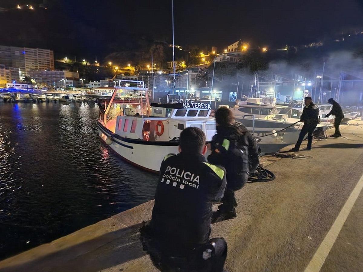 Un moment de la intervenció dels efectius d'emergència a Blanes