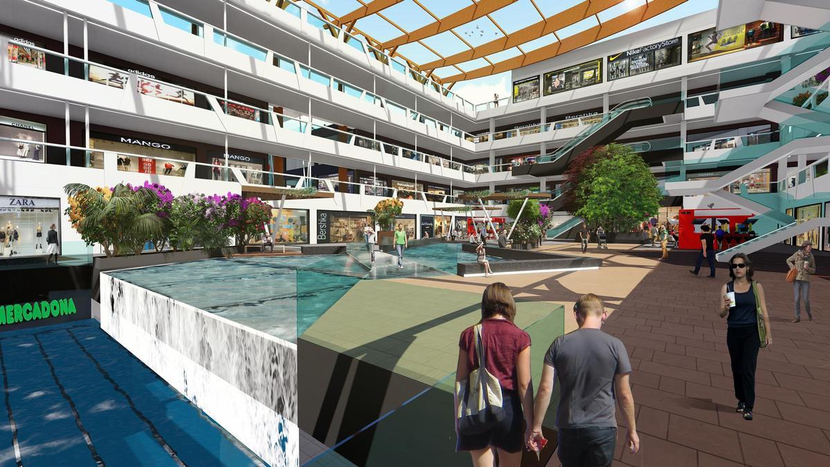 Infografía de la plaza interior del futuro centro comercial Playa del Inglés.