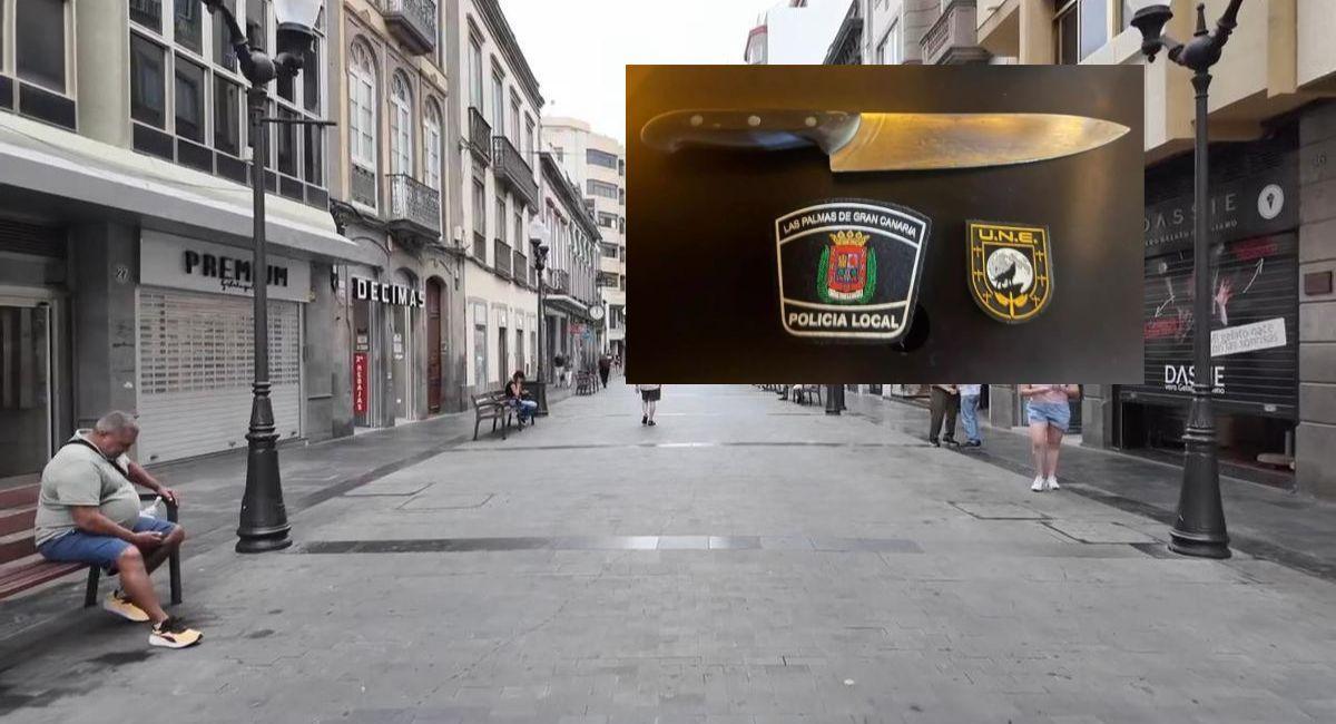 Cuchillo empleado por el individuo detenido por amenazar a su madre en el barrio de Triana