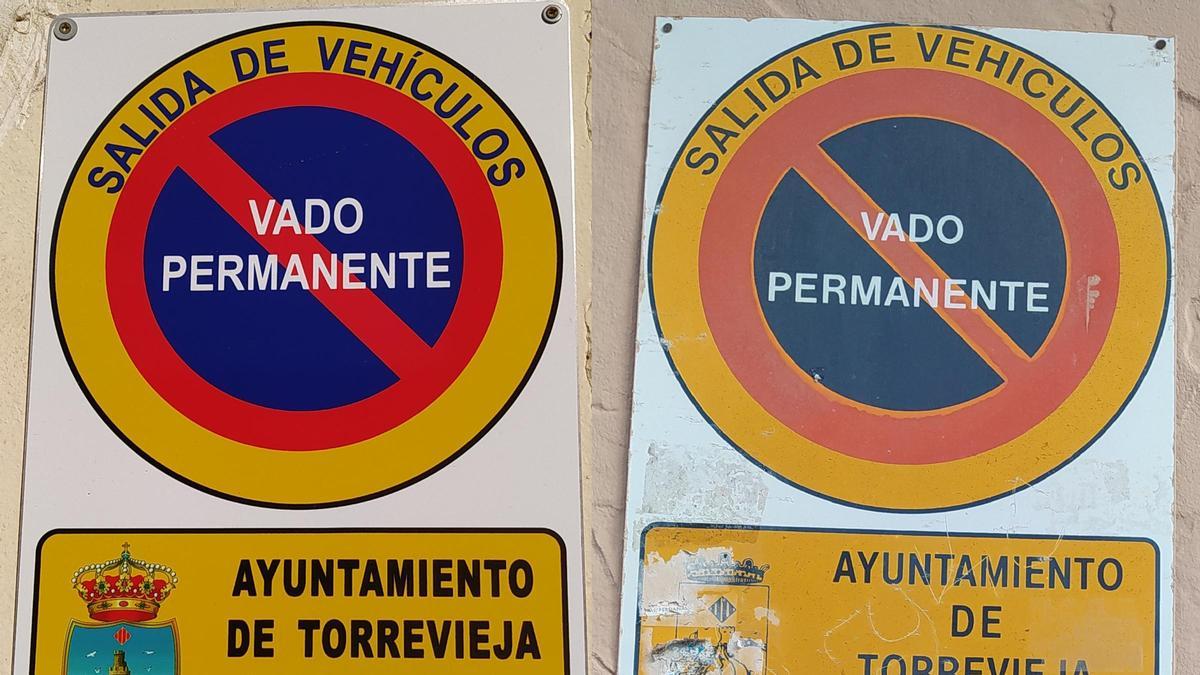 Placas de vados en Torrevieja.