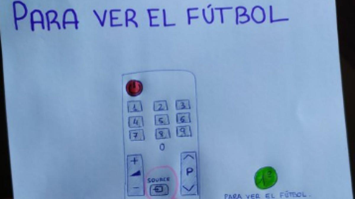 Juanjo ha compartido el croquis que le hizo a su abuelo para que pudiera ver el fútbol en la tele.