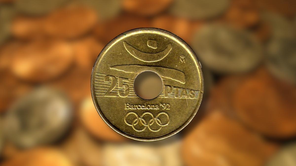 Moneda de 25 pesetas de Barcelona 92.