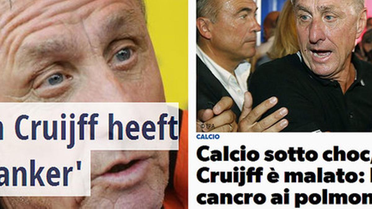 Dos de las informaciones dedicadas a Cruyff por medios internacionales en sus ediciones digitales