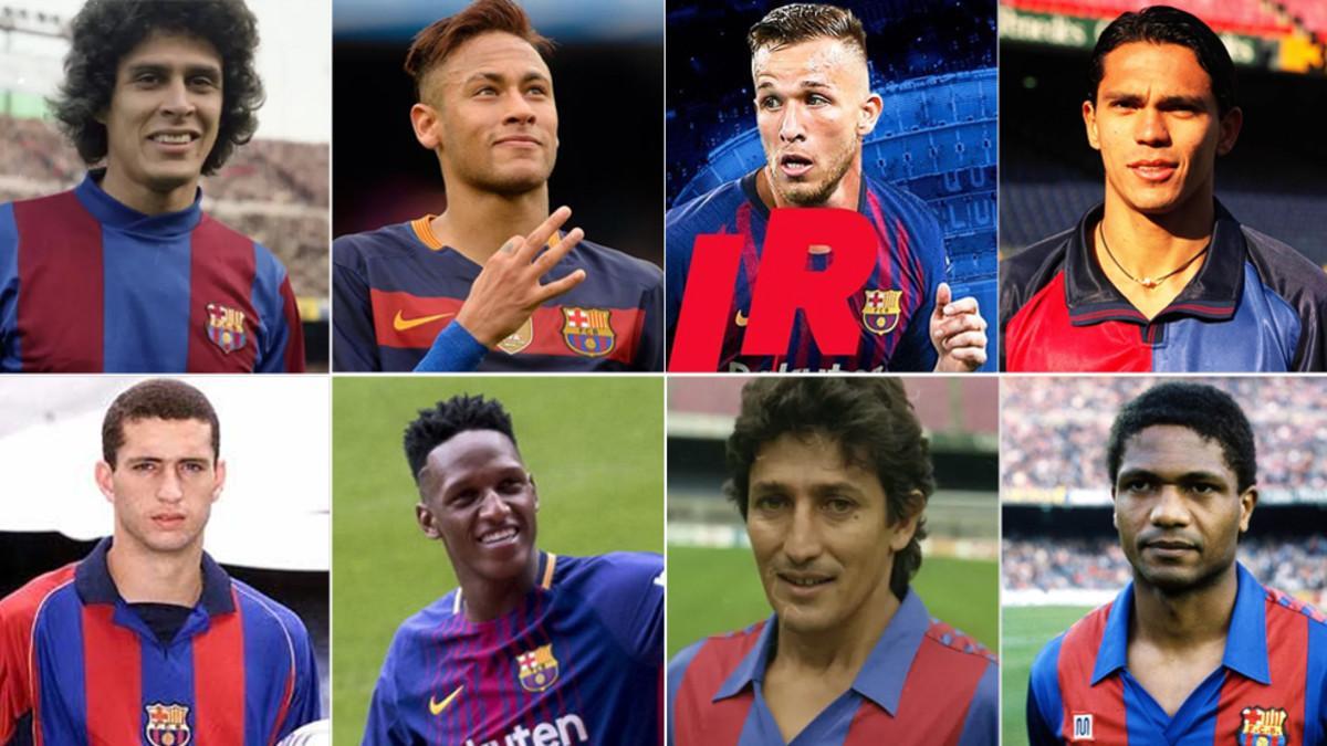 Roberto Dinamita, Neymar Junior, Arthur Melo, Giovanni Silva, Rochemback, Yerry Mina, Romerito y Aloísio Pires