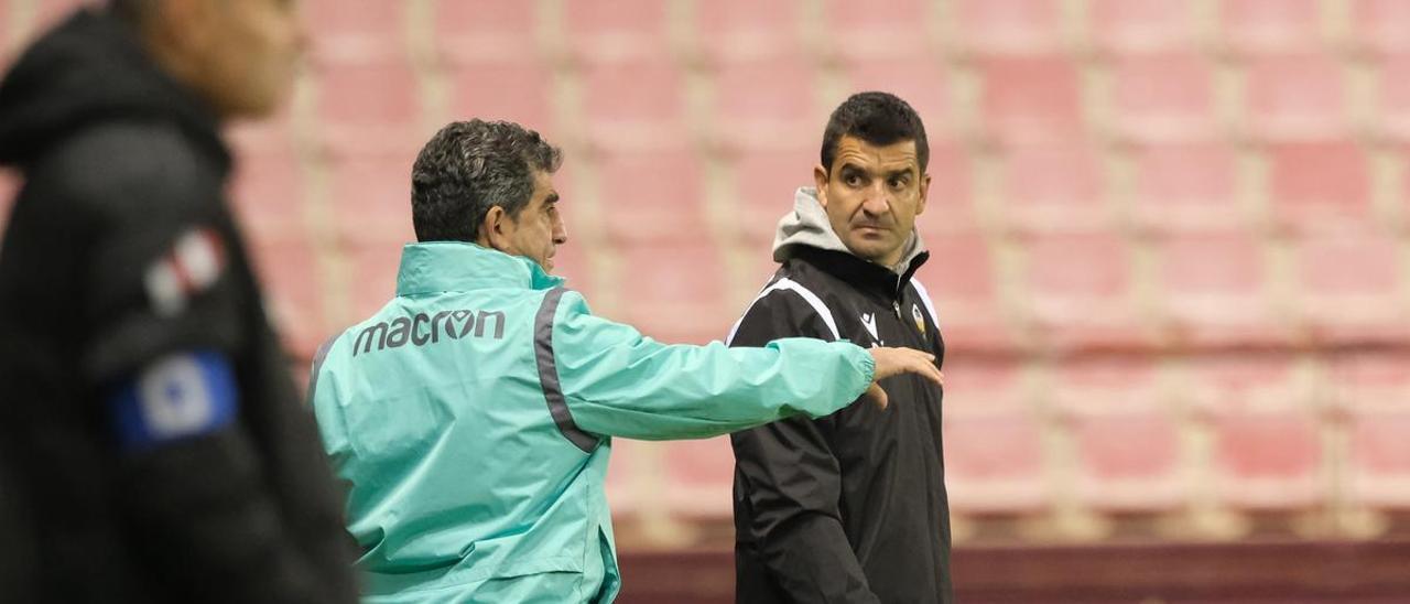 Félix Carvallo y Rubén Torrecilla, en el SD Logroñés-CD Castellón.