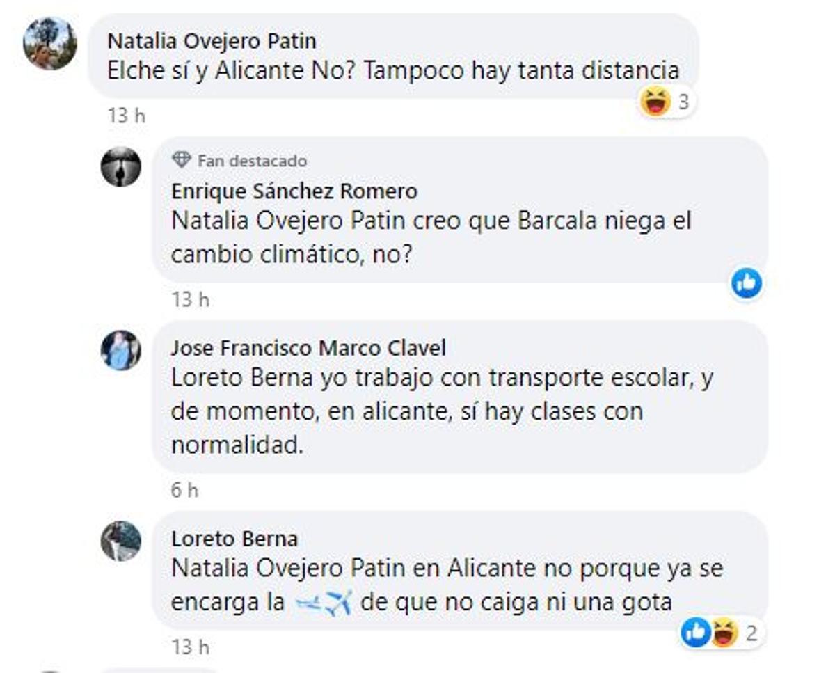 Comentarios en Facebook sobre el &quot;silencio&quot; de Alicante ayer sobre las clases