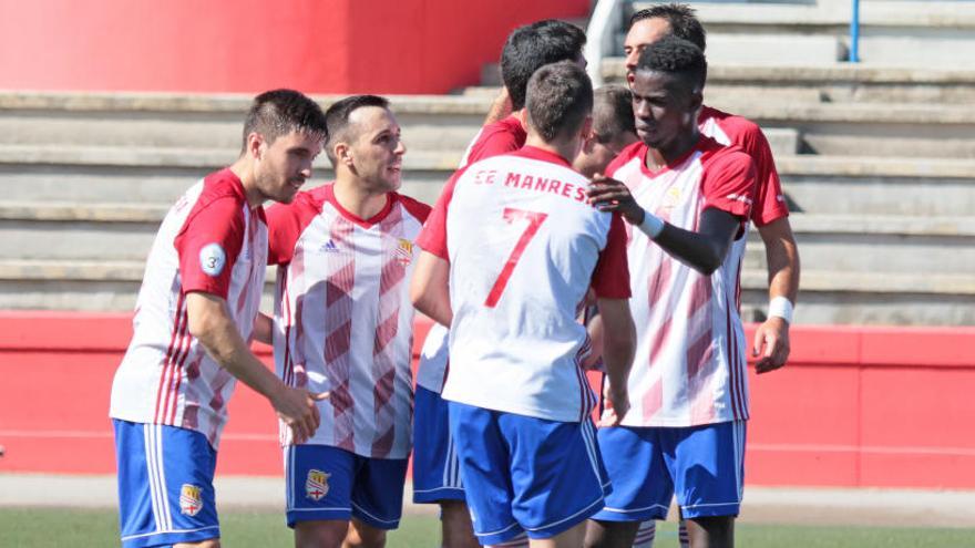 Celebració d&#039;un gol del Manresa