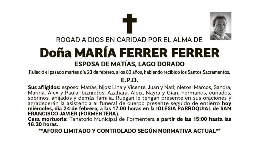 Esquela María Ferrer Ferrer