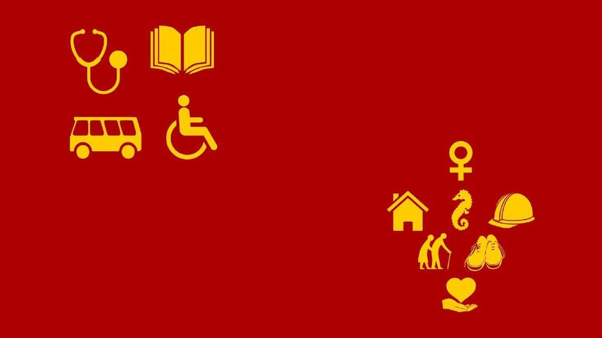 Reinterpretación de la bandera de Murcia por la Plataforma Unitaria Plan de Choque Social y Marchas de la Dignidad Región Murciana.