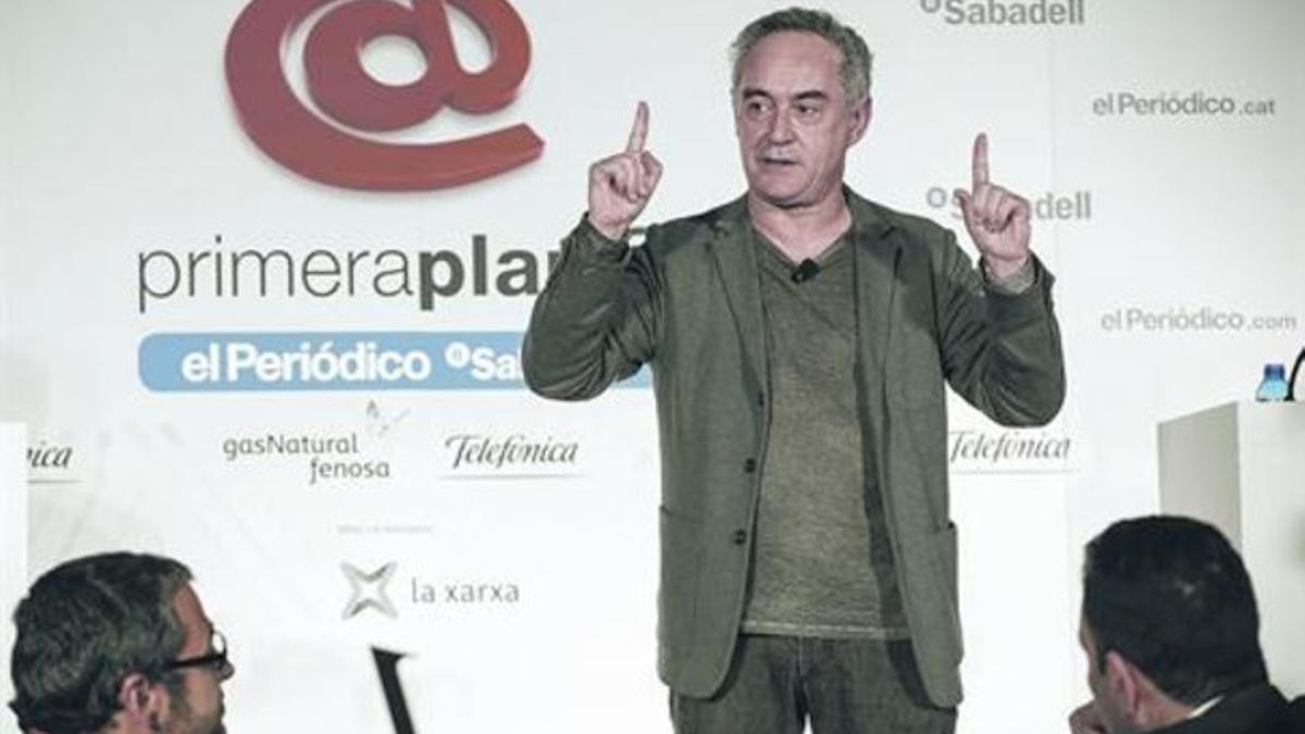 Ferran Adrià, ayer durante su charla en el foro Primera Plan@.