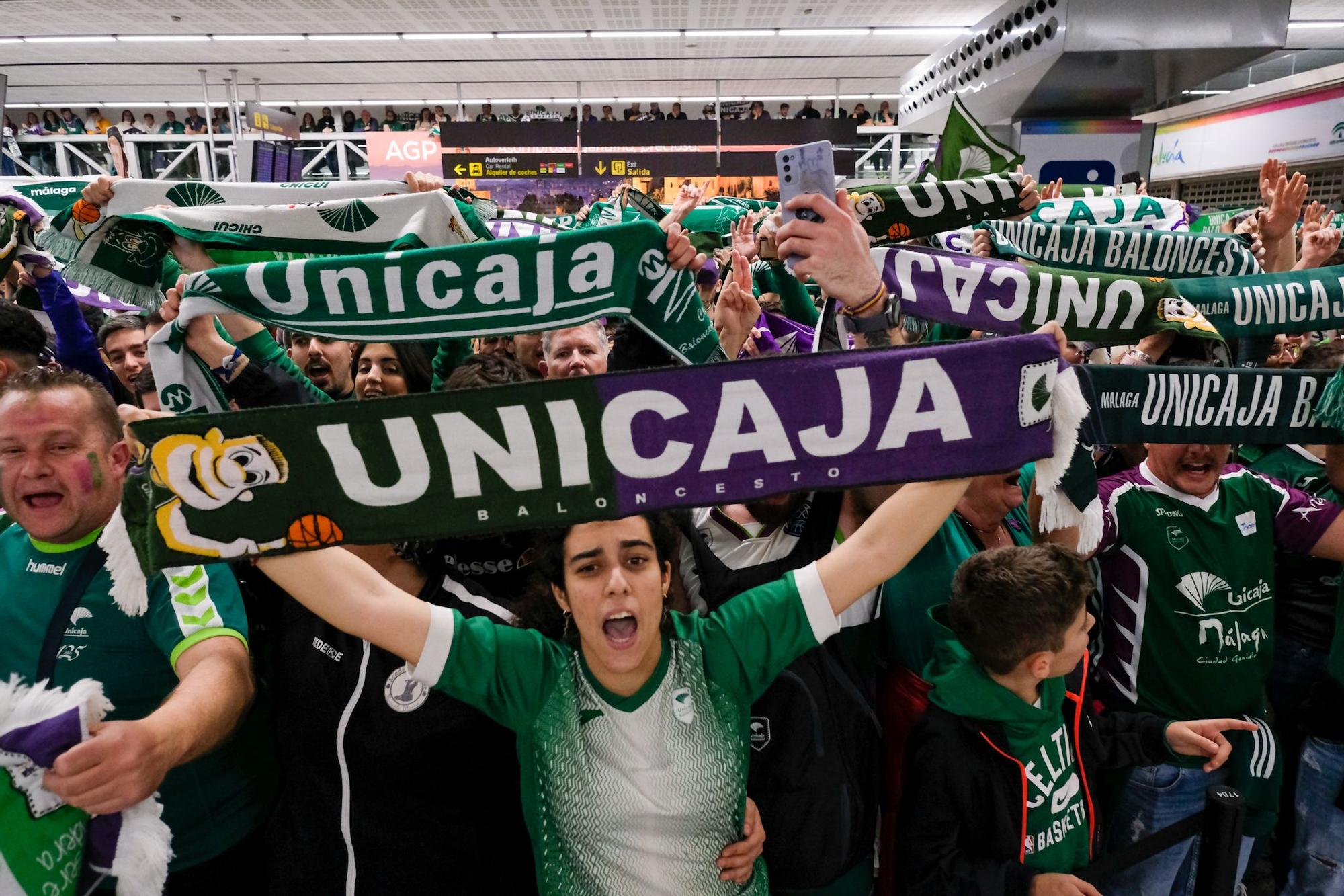 La llegada del Unicaja al aeropuerto de Málaga tras ganar la Copa del Rey