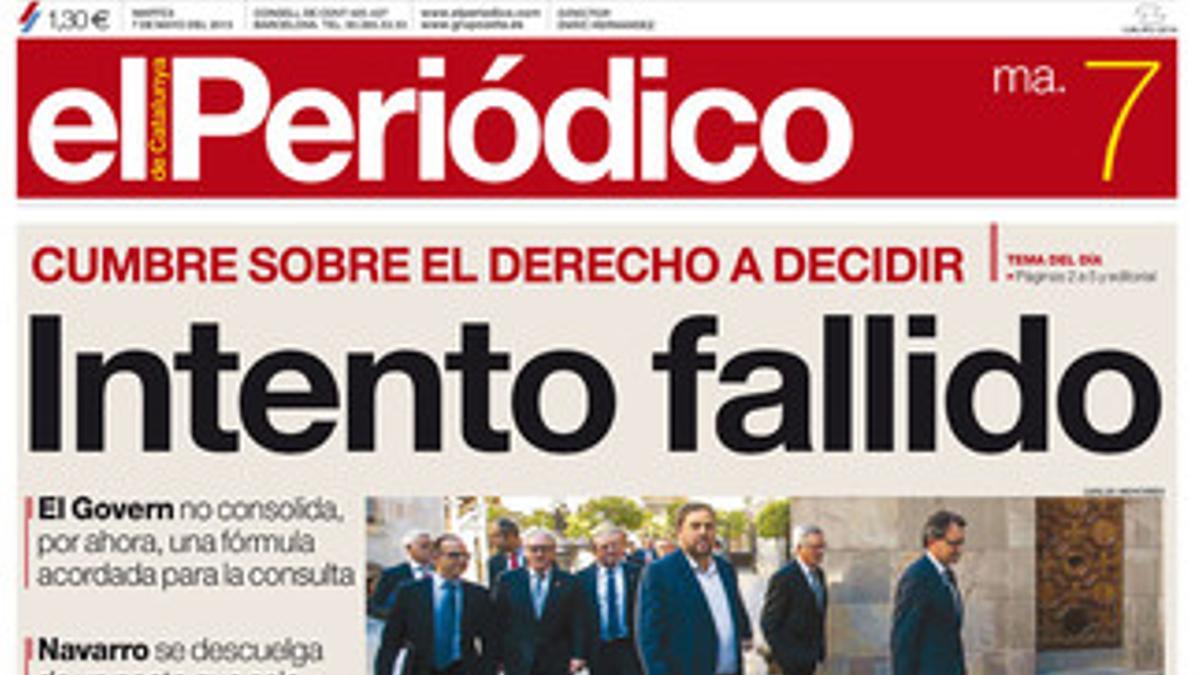 La portada de EL PERIÓDICO (7-5-2013).