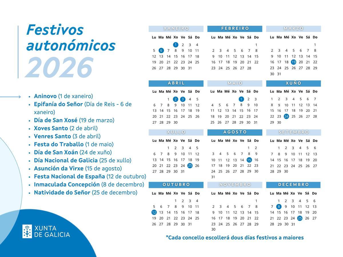 Calendario laboral Galicia 2026