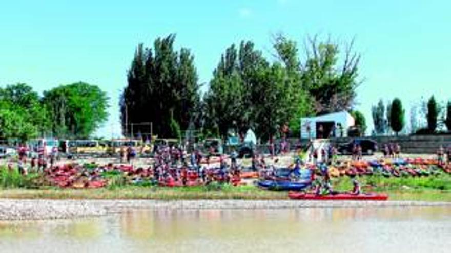 Cientos de piraguas surcan las aguas del Ebro