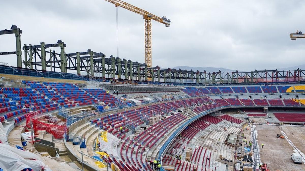 Una imagen de las obras de nuevo Camp Nou.