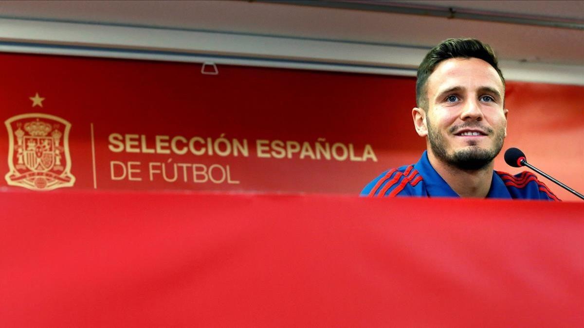 Saúl Ñíguez, en la rueda de prensa ofrecida en el Rico Pérez de Alicante.